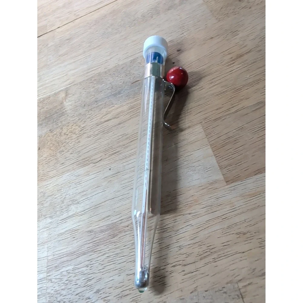 Vintage ACU-RITE Glass Deep‎ Frying Candy Jelly Thermometer Attached Pot Clip
